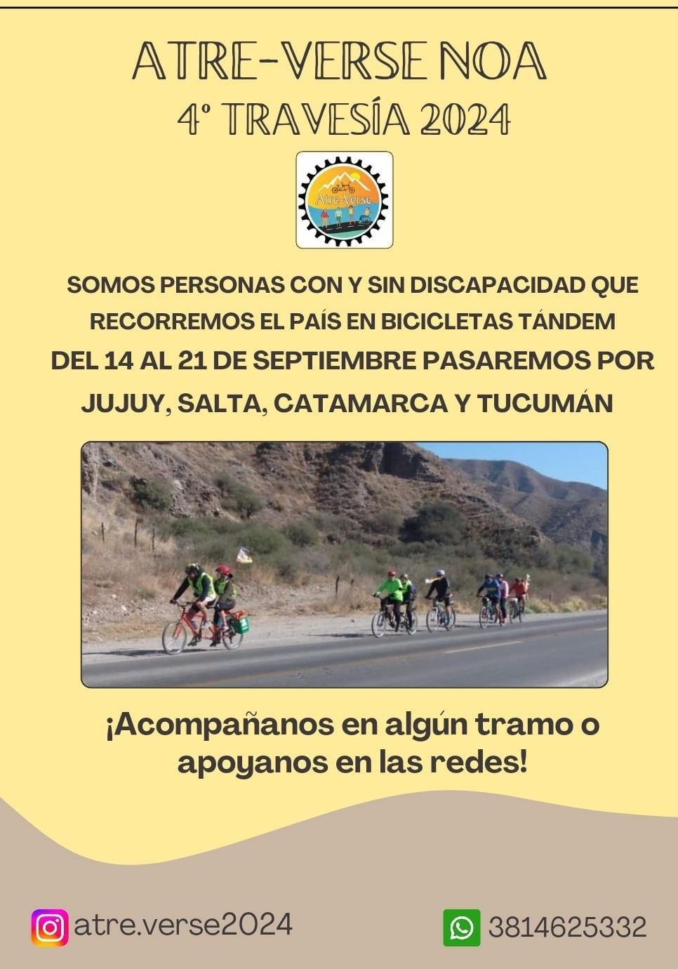 Afiche promocional oficial de la 4ª Travesía 2024 — ATRE-VERSE NOA, con mapa de ruta y datos del recorrido